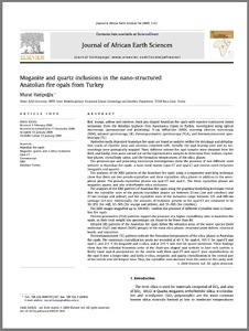 Moganite and quartz inclusions in the nano-structured Anatolian fire opals from Turkey